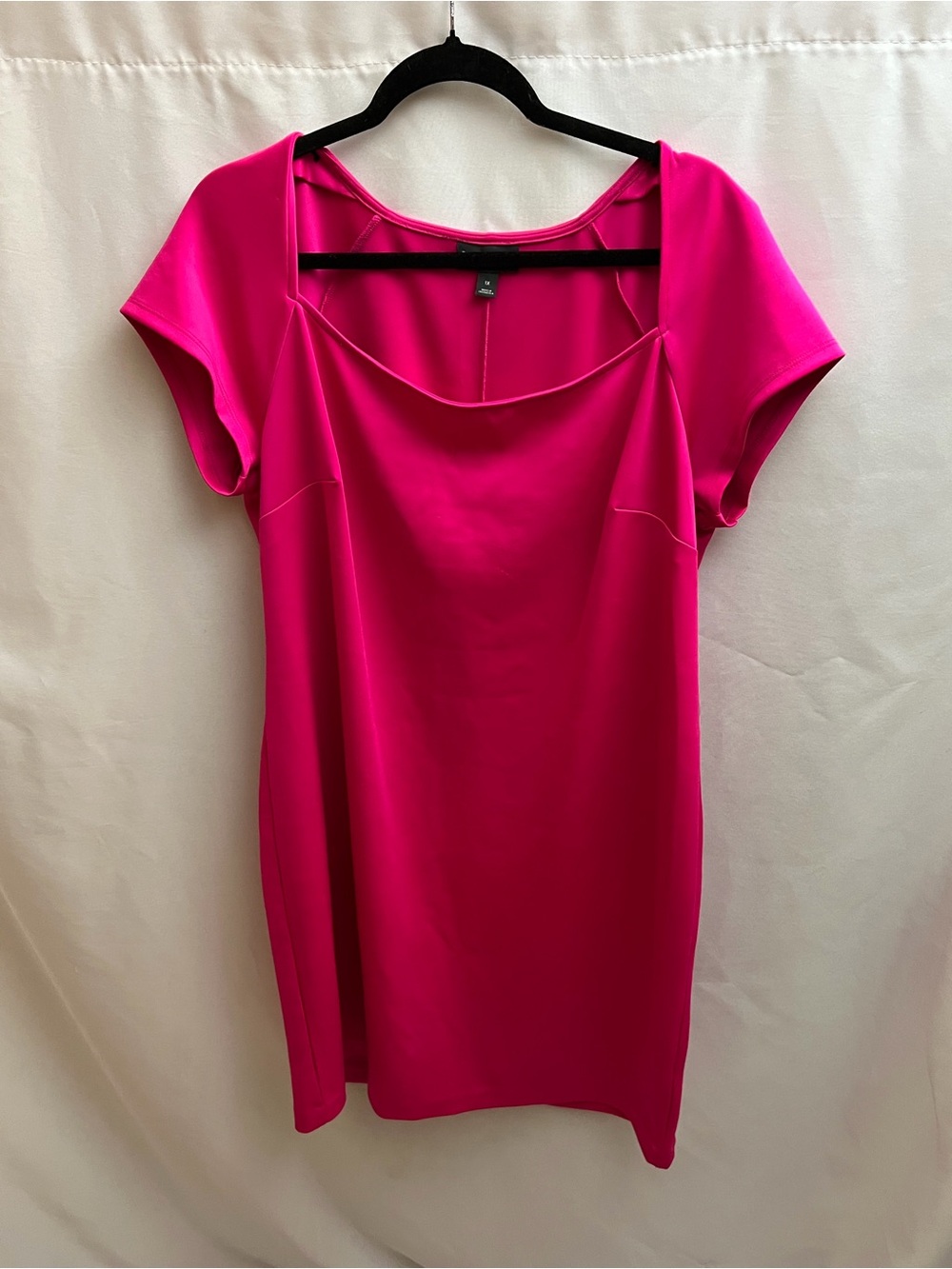 Bold Elements 1X Hot Pink Sheath Dress Plus Size Short Sleeve Career Cocktail